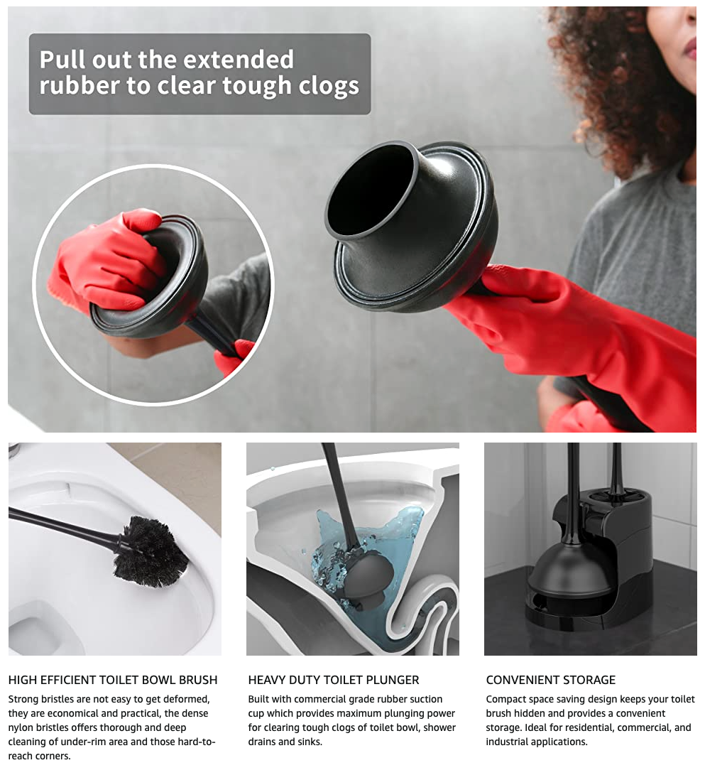 50% off ebay price!!! MR.SIGA Toilet Plunger and Bowl Brush Combo Black 1 Set