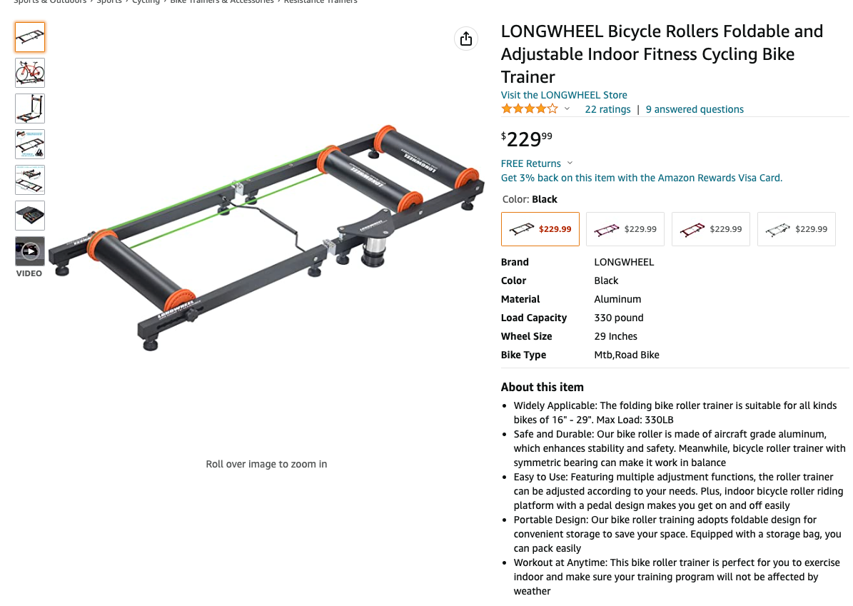 60% off Amazon！LONGWHEEL Bicycle Rollers Foldable and Adjustable Indoor Fitness Cycling Bike Trainer