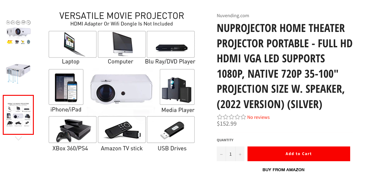 50% off amazon!!! Nuprojector Home Theater Projector Portable - Full HD HDMI VGA LED Supports 1080p, Native 720p 35-100" Projection Size w. Speaker