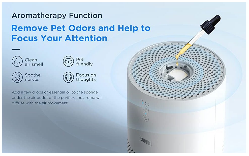 HYGGIE HEPA Air Purifiers for Home Pets Hair-for Bedroom with UV Light BLACK