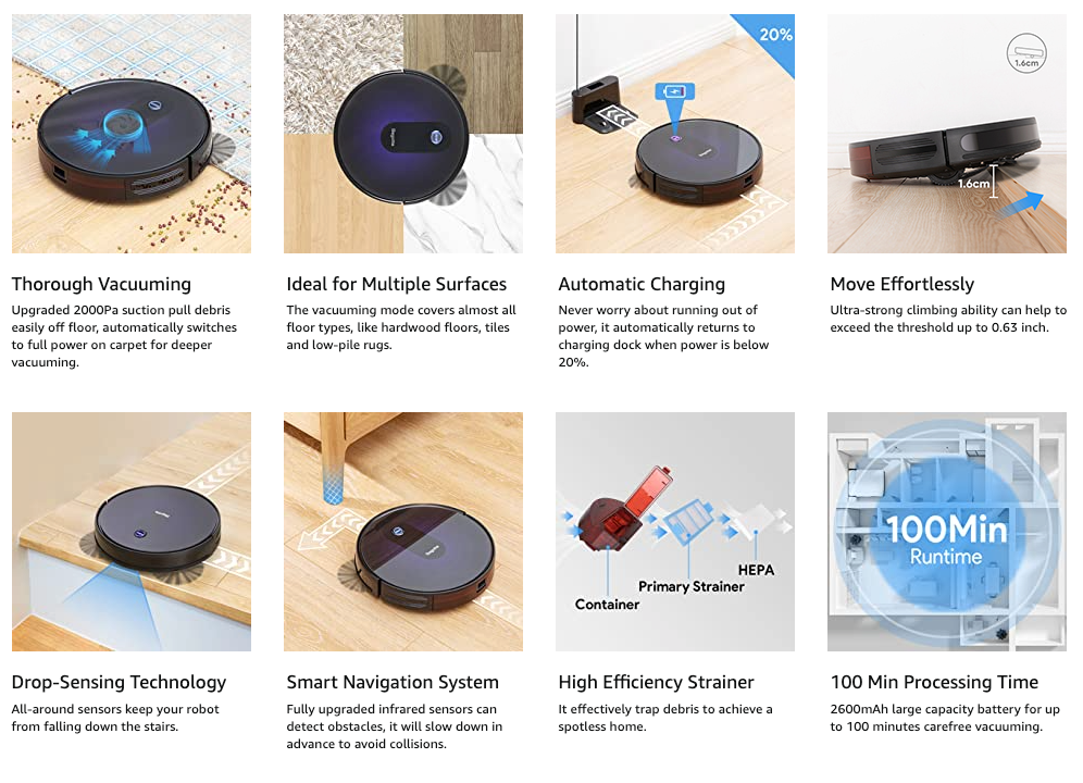 50% OFF EBAY!!! Bagotte Robot Vacuum, Upgraded 2000Pa Strong Suction Robotic Vacuum Cleaners,Automatic Carpet Boost,2.7in Thin,Super Quiet,Self-Charging,for Hardwood Floor Carpet Tile Pet Hair