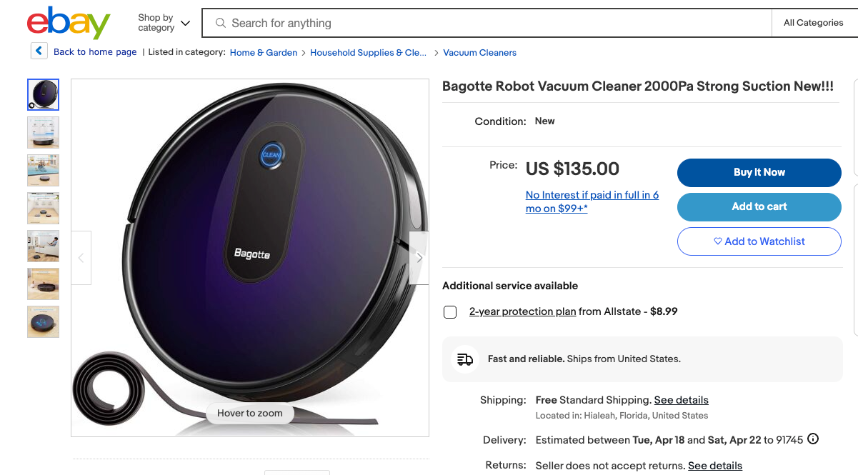 50% OFF EBAY!!! Bagotte Robot Vacuum, Upgraded 2000Pa Strong Suction Robotic Vacuum Cleaners,Automatic Carpet Boost,2.7in Thin,Super Quiet,Self-Charging,for Hardwood Floor Carpet Tile Pet Hair