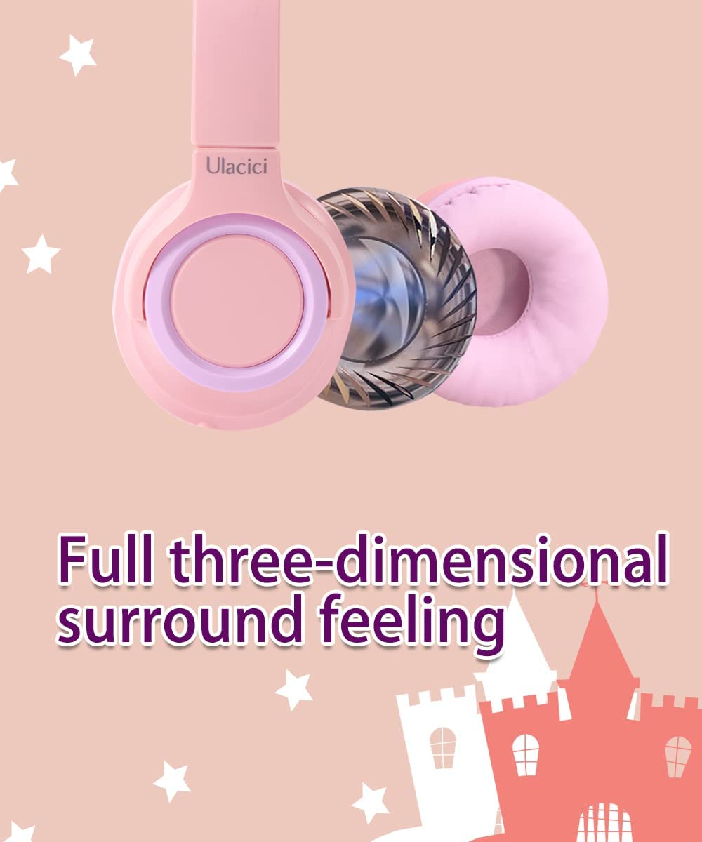 Ulacici Pink Kids Headphones for School,Kids Headphones Headphones for Kids