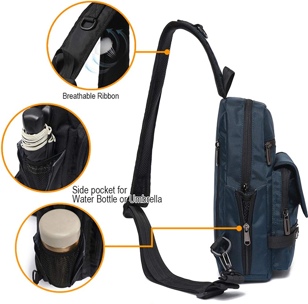 Tudequ Small Crossbody Sling Chest Shoulder Backpack Bag with USB for Men Women