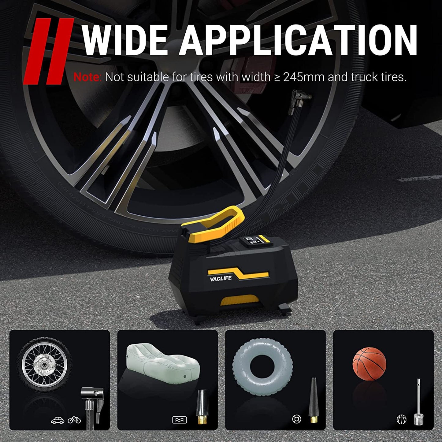 40% off!!! VacLife Tire Inflator for Home 110V and Car 12V, AC/DC Portable Air Compressor