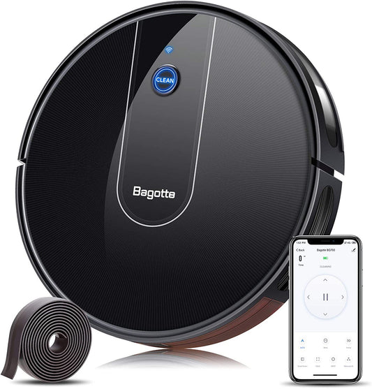 50% off Amazon！Bagotte BG700 Robot Vacuum, Wi-Fi Robotic Vacuum Cleaner with Mop, 2.7" Thin, Strong Suction, Work with Alexa, 6 Cleaning Modes, Ideal for Low-Pile Carpet, Floor, Pet Hair