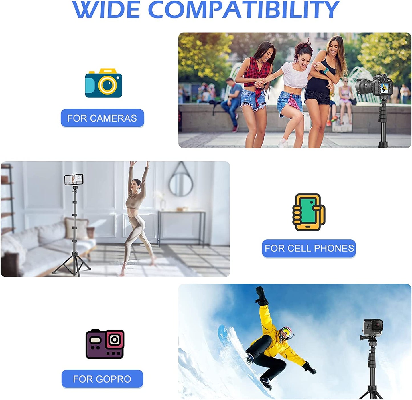 UEGOGO 63 inch Selfie Stick Tripod Stand With Bluetooth Remote for Cell Phone