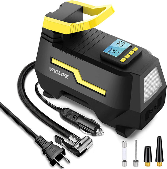 40% off!!! VacLife Tire Inflator for Home 110V and Car 12V, AC/DC Portable Air Compressor