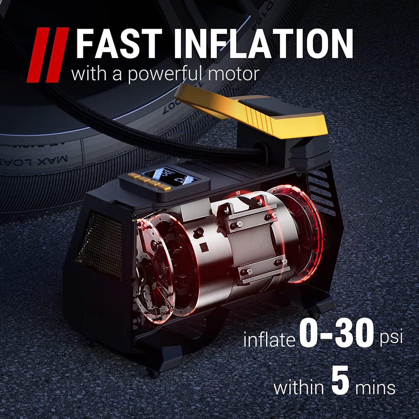 40% off!!! VacLife Tire Inflator for Home 110V and Car 12V, AC/DC Portable Air Compressor