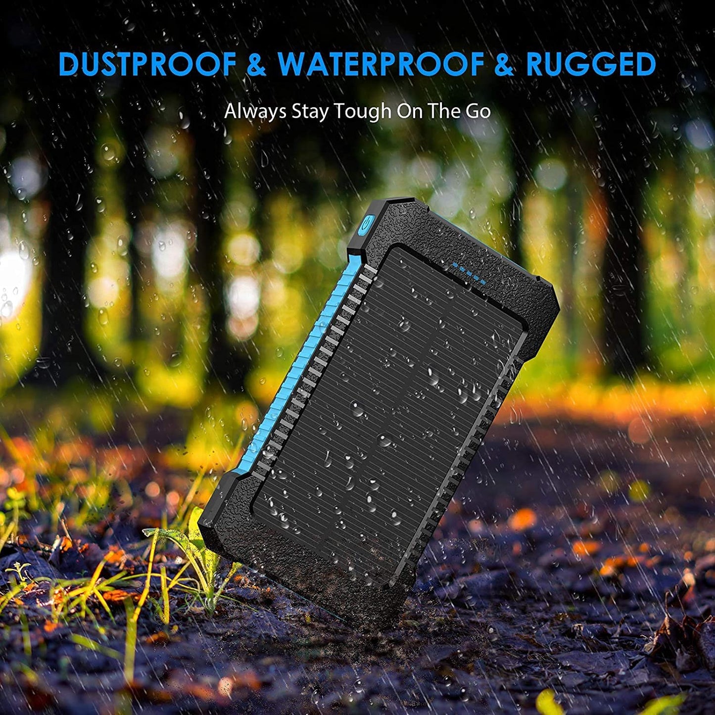 SSENBONO Solar Power Bank 10000 mAh, Wireless Portable Charger Solar Panel External Battery Type-C 5V Dual USB with LED Flashlight (Waterproof, Dustproof, Shockproof) Compatible with iOS & Android