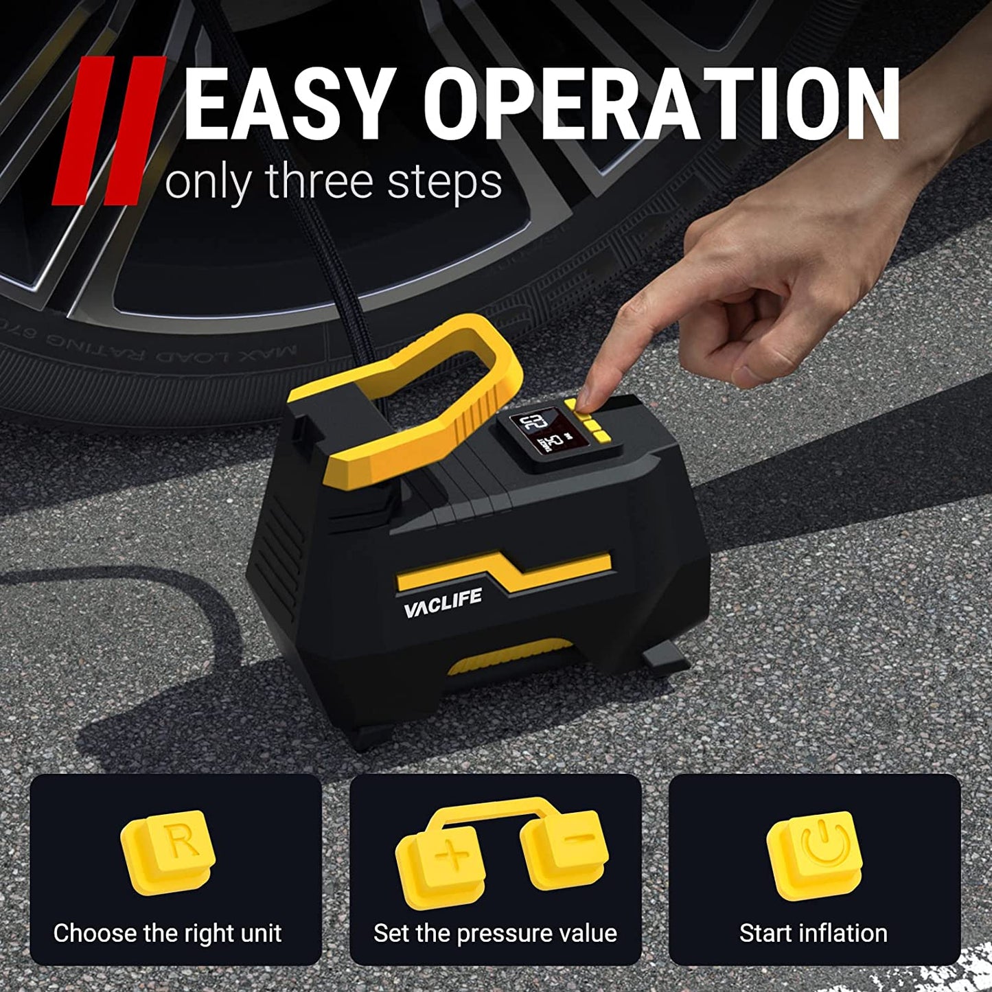 40% off!!! VacLife Tire Inflator for Home 110V and Car 12V, AC/DC Portable Air Compressor