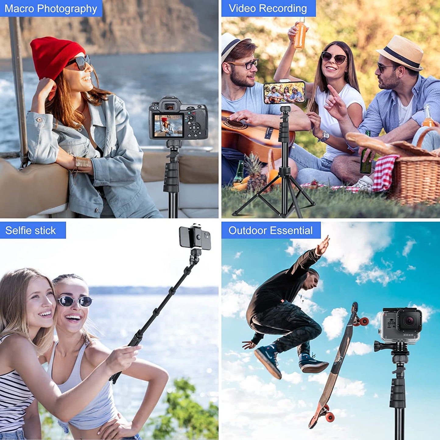 UEGOGO 63 inch Selfie Stick Tripod Stand With Bluetooth Remote for Cell Phone