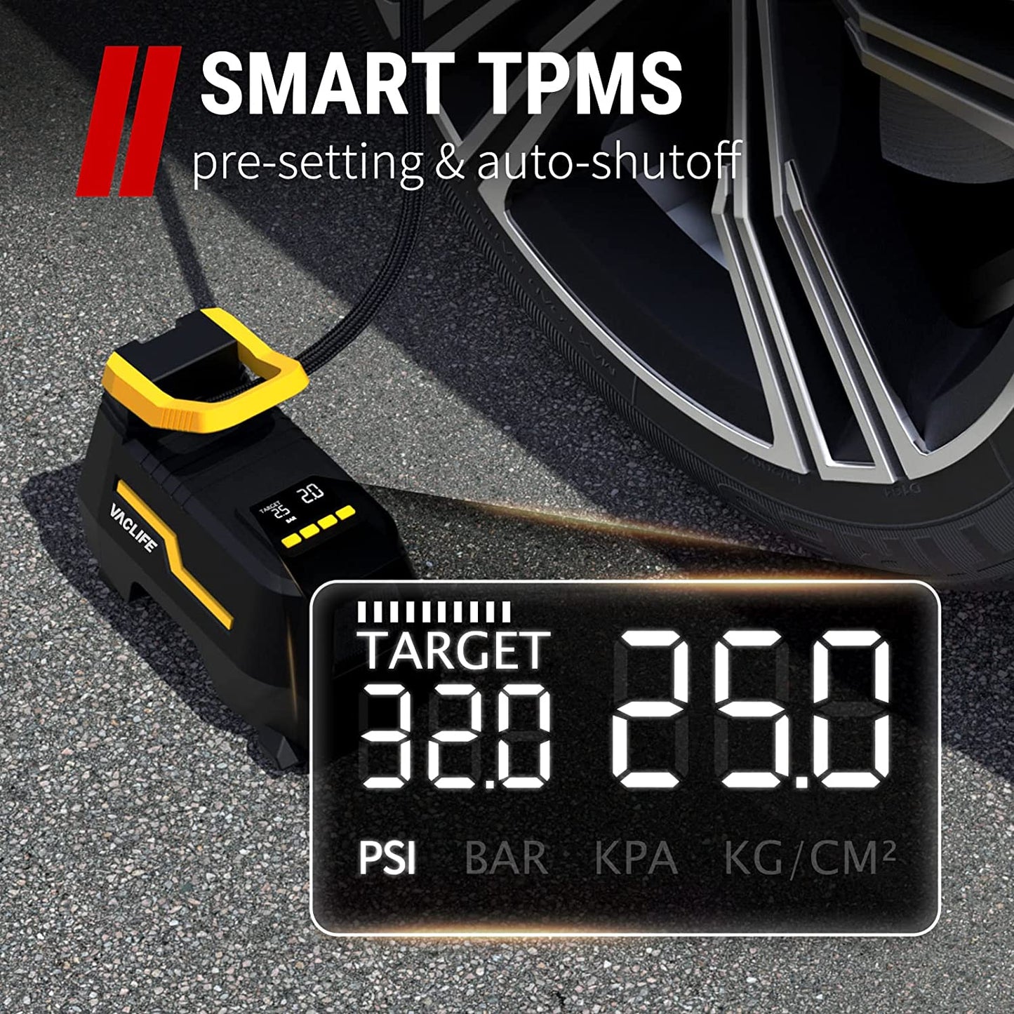 40% off!!! VacLife Tire Inflator for Home 110V and Car 12V, AC/DC Portable Air Compressor