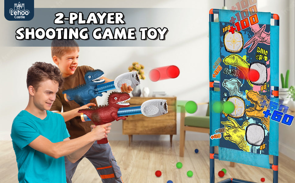 Shooting Game Toy for Age 3+ Years Boys, Dinosaur Shooting Toys for Kids 8-12 Years Old, 2pk Foam Ball Popper Air Guns & 30 Foam Balls, Compatible with Toy Guns, Ideal Gift for Kids