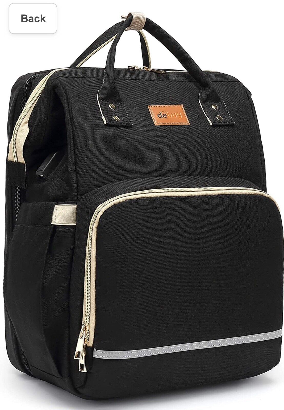 Diaper Bag Backpack with Bassinet black and silver