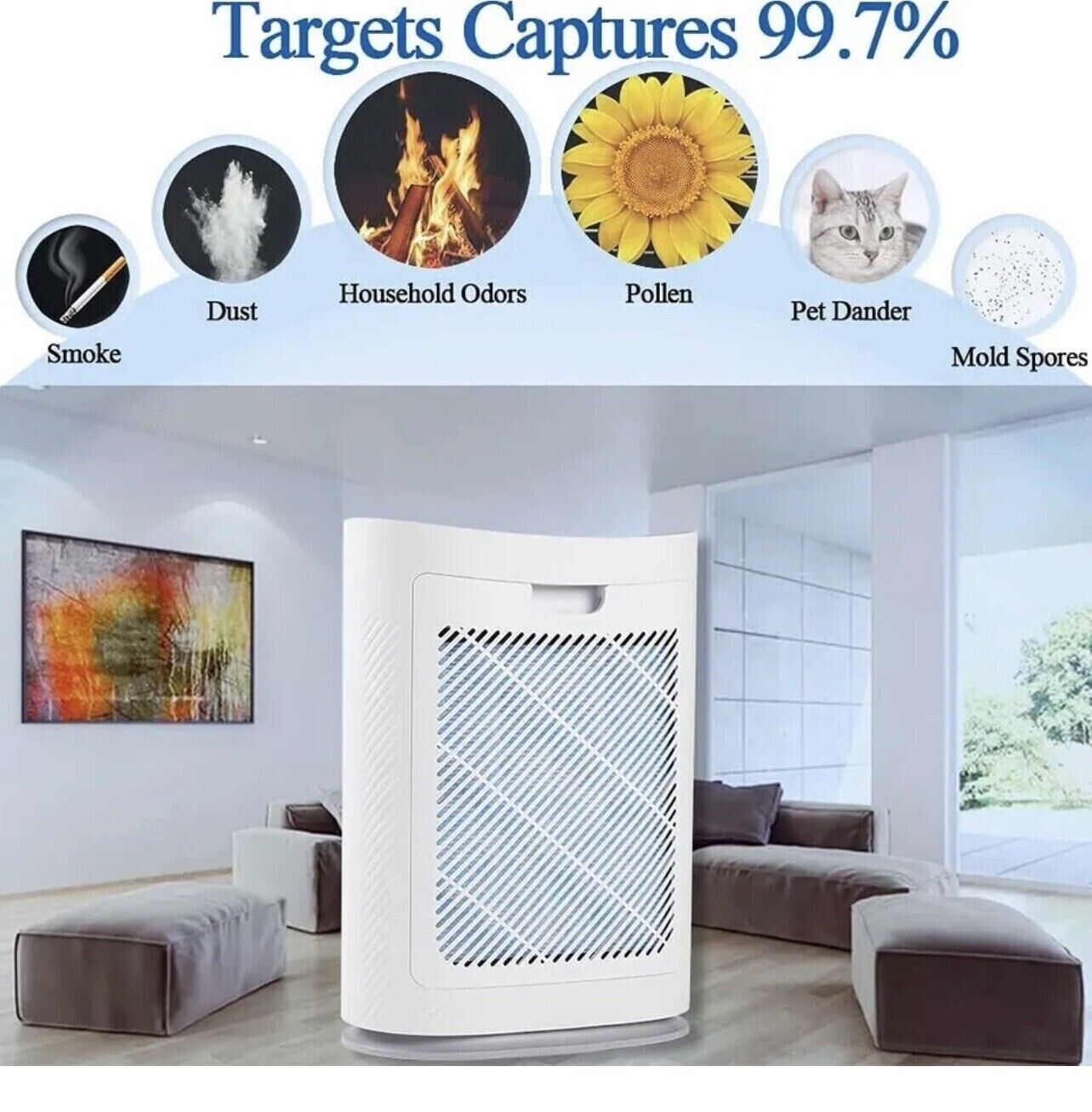50%off Air Purifier for Home Large Room with Reusable Filter 1700 Sq Ft Coverage