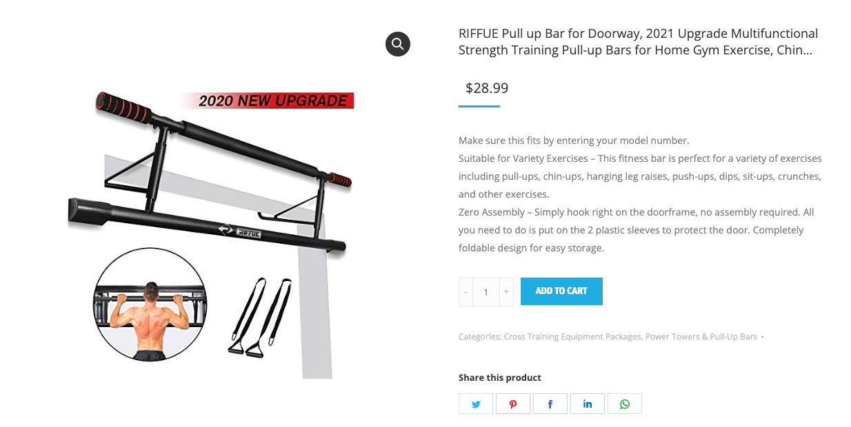 35% off ebay!!! RIFFUE Pull up Bar for Doorway Home Gym Exercise