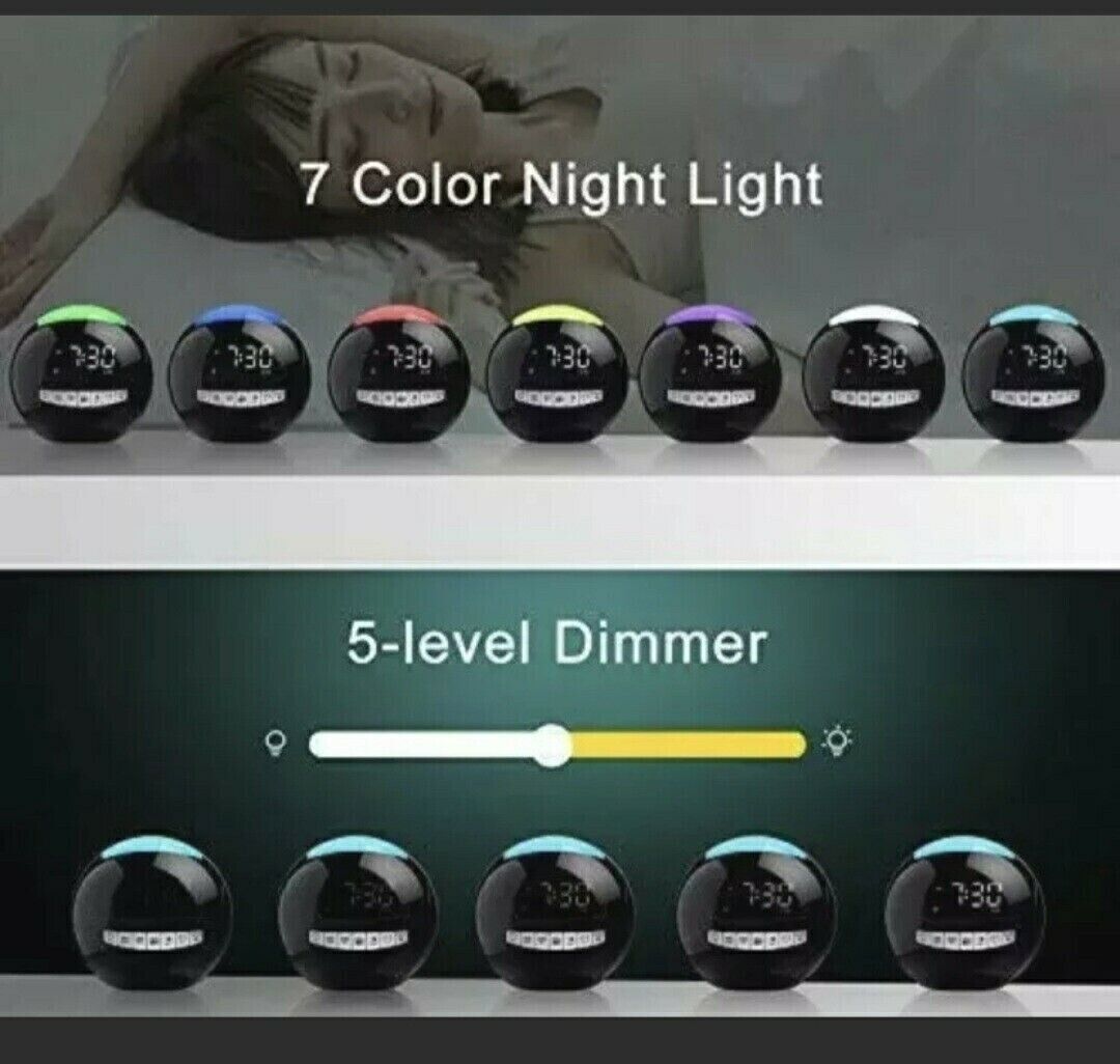 Clock Radio,Alarm Clock for Bedroom,Battery Operated/Plug in Digital Clock with FM Radio,Dual USB Ports,Sleep Timers, 7 Colors Night Light,Snooze,Dimmer,LED Display for Heavy Sleepers Kids Nightstand