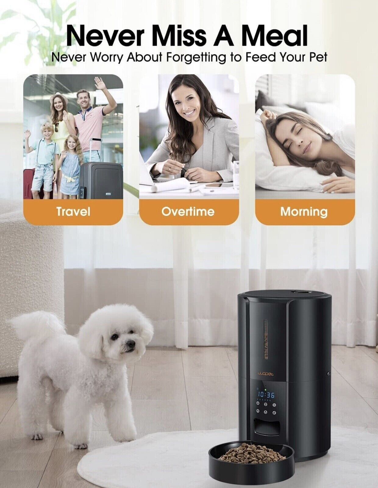 WOPET Automatic Cat Feeder, FT70 Plus 5L Auto Pet Dry Food Dispenser with Desicc